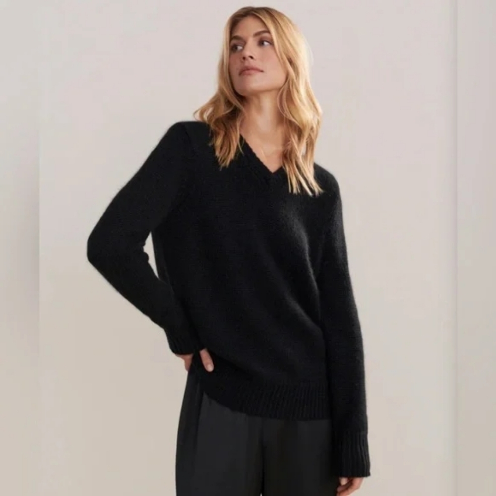 NWT Jenni Kayne Cashmere Kate V-Neck Black XSmall/Small